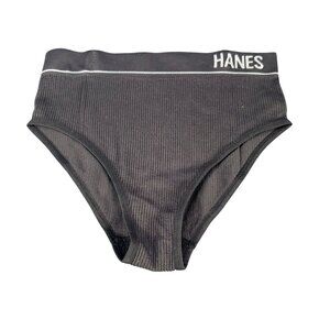 Hanes Originals Womens Size Medium Panty Brief High-Waist Ribbed Black NWOT